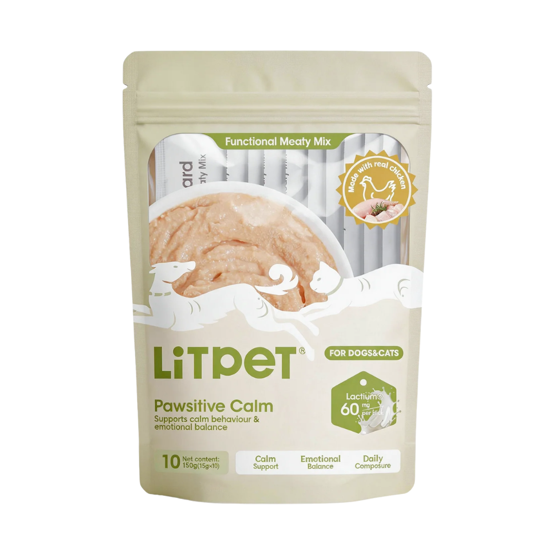 LITPET Pawsitive Calm Functional Meaty Mix for Dogs & Cats (150g – 10 Sticks x 15g)