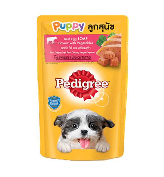 Pedigree Pouch Puppy Beef Egg Loaf w/ Vegetables Wet Food 130g – Pet  Culture PH