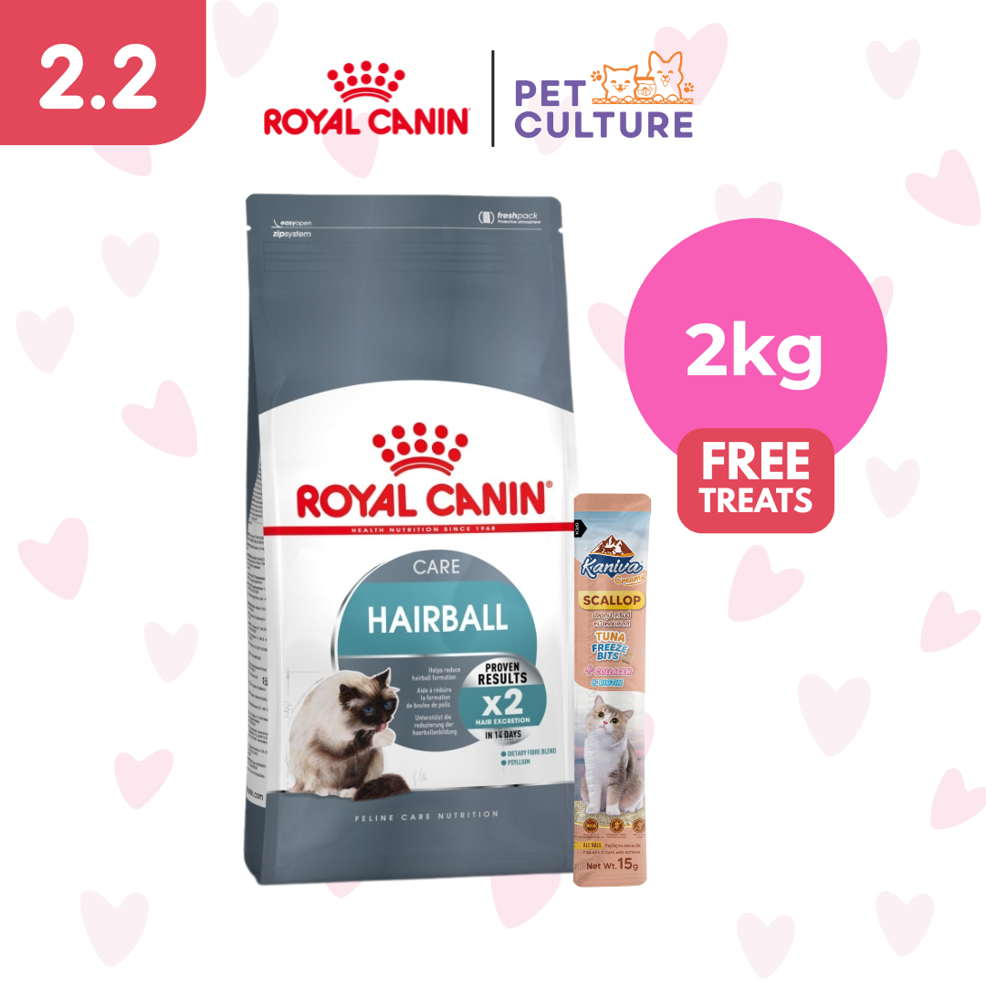 Royal Canin Hairball Care 2kg w/ KANIVA Creamy Tuna Topping Scallop + Tuna Freeze Bit 15g