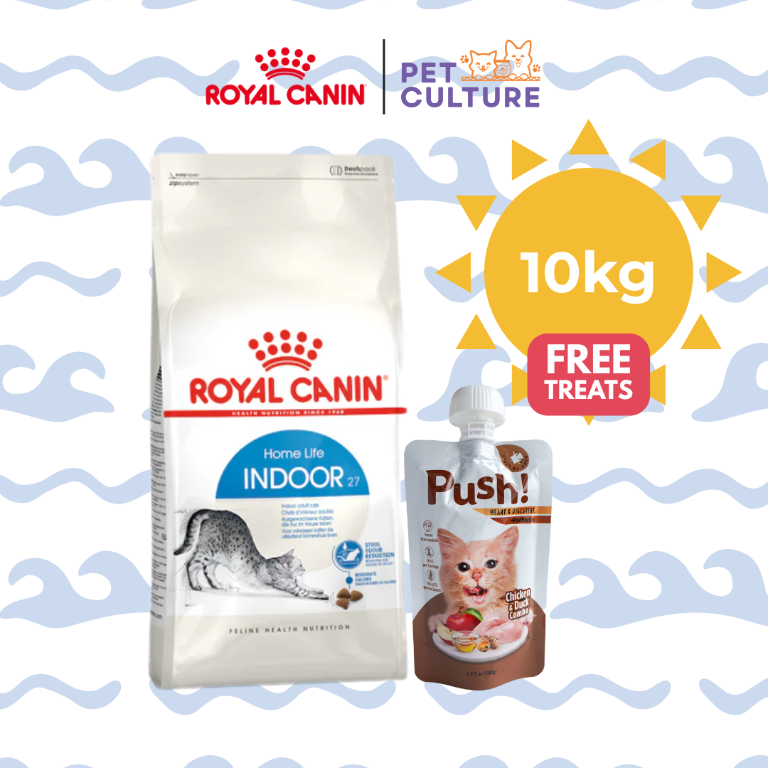 Royal Canin Indoor 27 10kg w/ Push! Cat Wet Food Chicken & Duck Combo (Heart & Digestive w/ Postbiotics) 100g