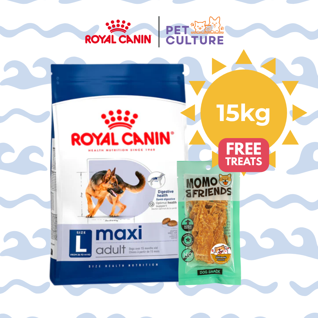 Royal Canin Maxi Adult 15kg w/ Momo & Friends Dog Chew Treats Dried Meat Chicken 55g