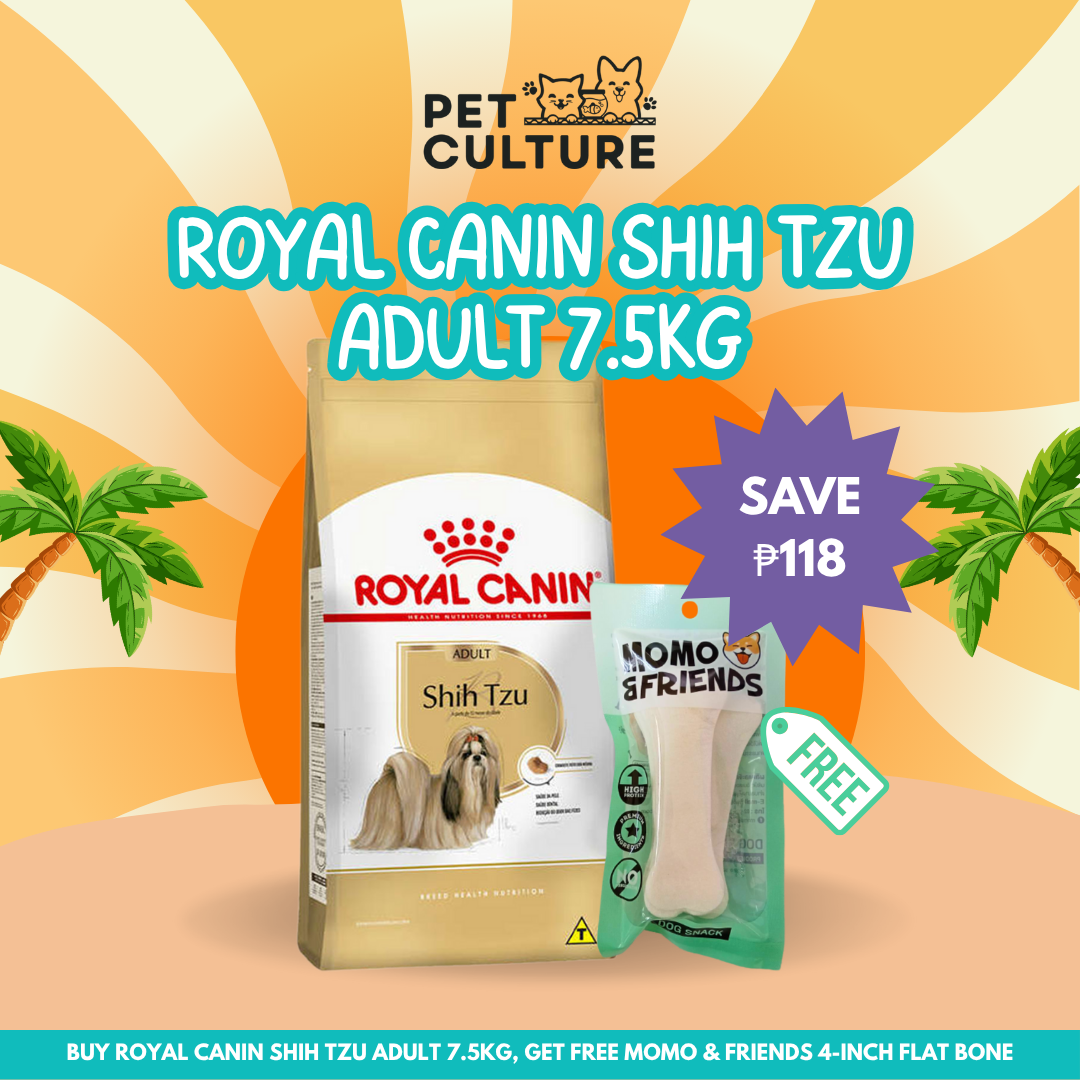 Royal Canin Shih Tzu Adult 7.5kg Dog Food w/ Momo and Friends 4-inch Flat Bone 30g
