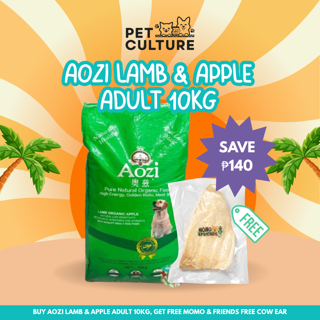 Aozi Lamb and Apple Adult 10kg Dog Food w/ Momo and Friends All Natural Cow Ear 35g