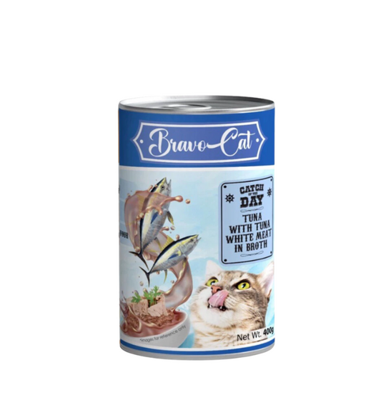 Bravo Cat Soup Meal Can Wet Food Tuna w/ Tuna White Meat in Broth Adult Cat 400g