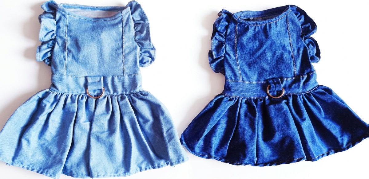 ODRA POOCH COUTURE PET CLOTHES DENIM DRESS S-L