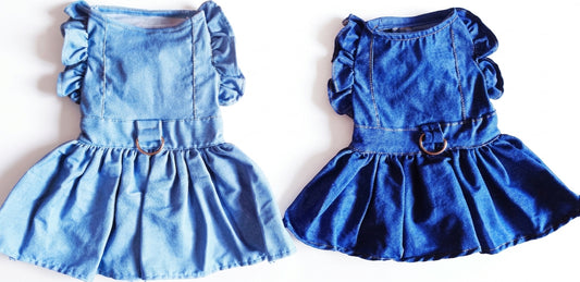 ODRA POOCH COUTURE PET CLOTHES DENIM DRESS S-L