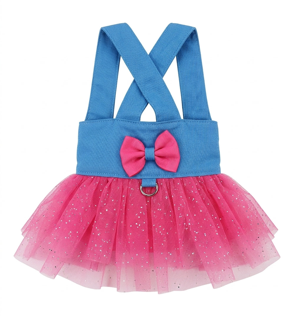 ODRA POOCH COUTURE PET CLOTHES DENIM TULLE DRESS S-XL