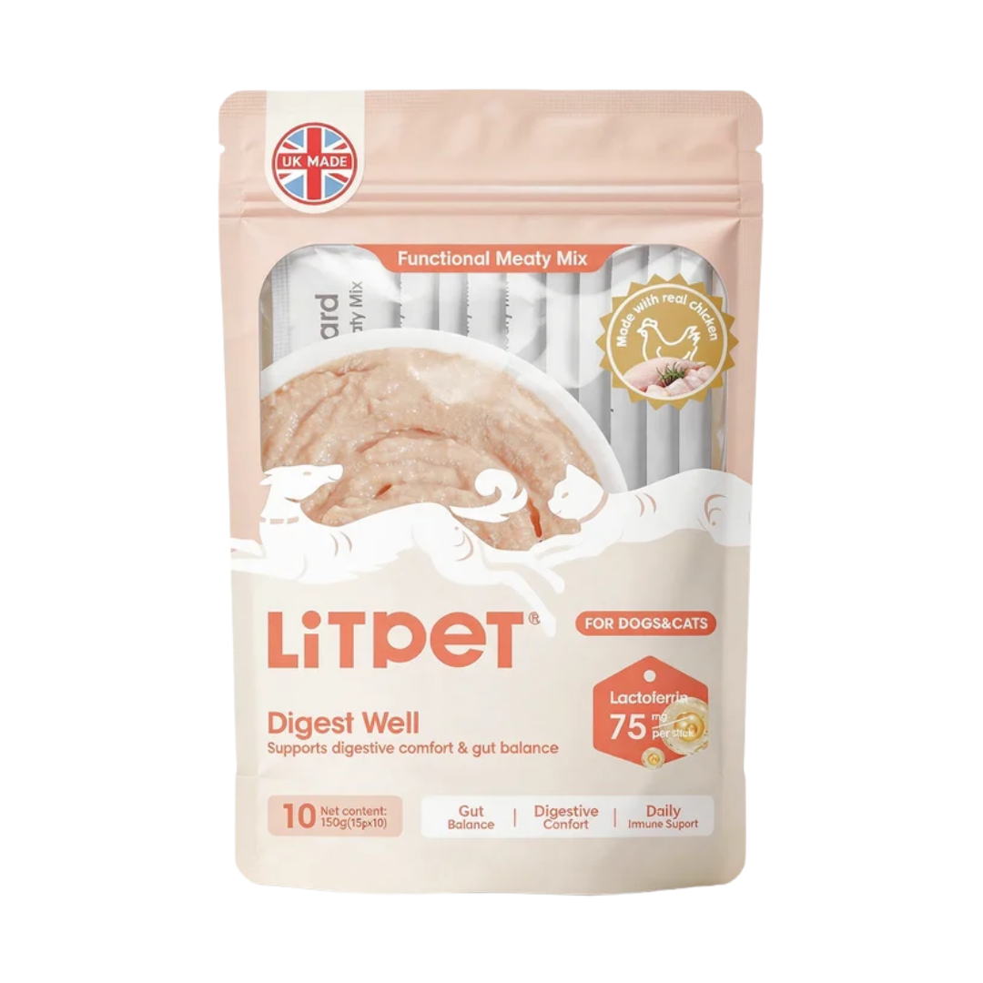 LITPET Digest Well Functional Meaty Mix for Dogs & Cats (150g – 10 Sticks x 15g)