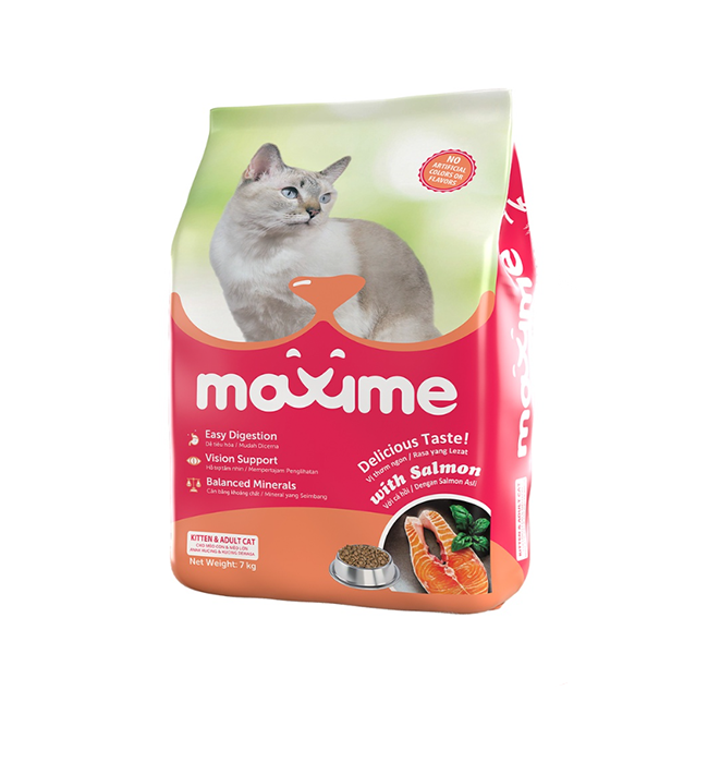 Maxime Dry Cat Food Kitten & Adult Salmon Flavor 1.2kg & 7kg