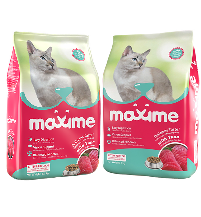 Maxime Dry Cat Food Kitten & Adult Tuna Flavor 1.2kg & 7kg
