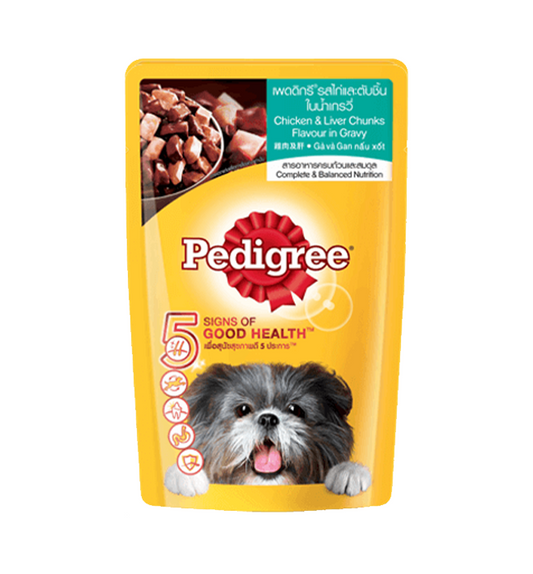Pedigree Pouch Adult Chicken & Liver Chunks in Gravy Wet Food 130g