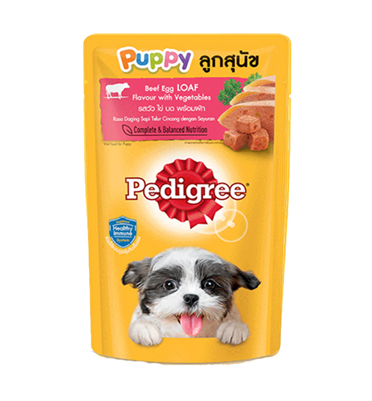 Pedigree Pouch Puppy Beef Egg Loaf w/ Vegetables Wet Food 130g