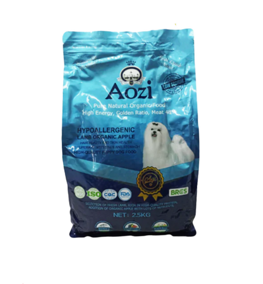 Aozi Organic Puppy Dry Dog Food Lamb And Apple 2.5kg