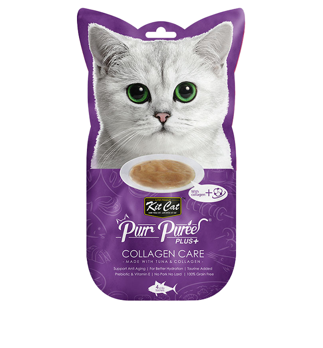 KitCat Purr Puree Plus+ 4 x 15g Grain-Free Cat Food Toppers/Treats