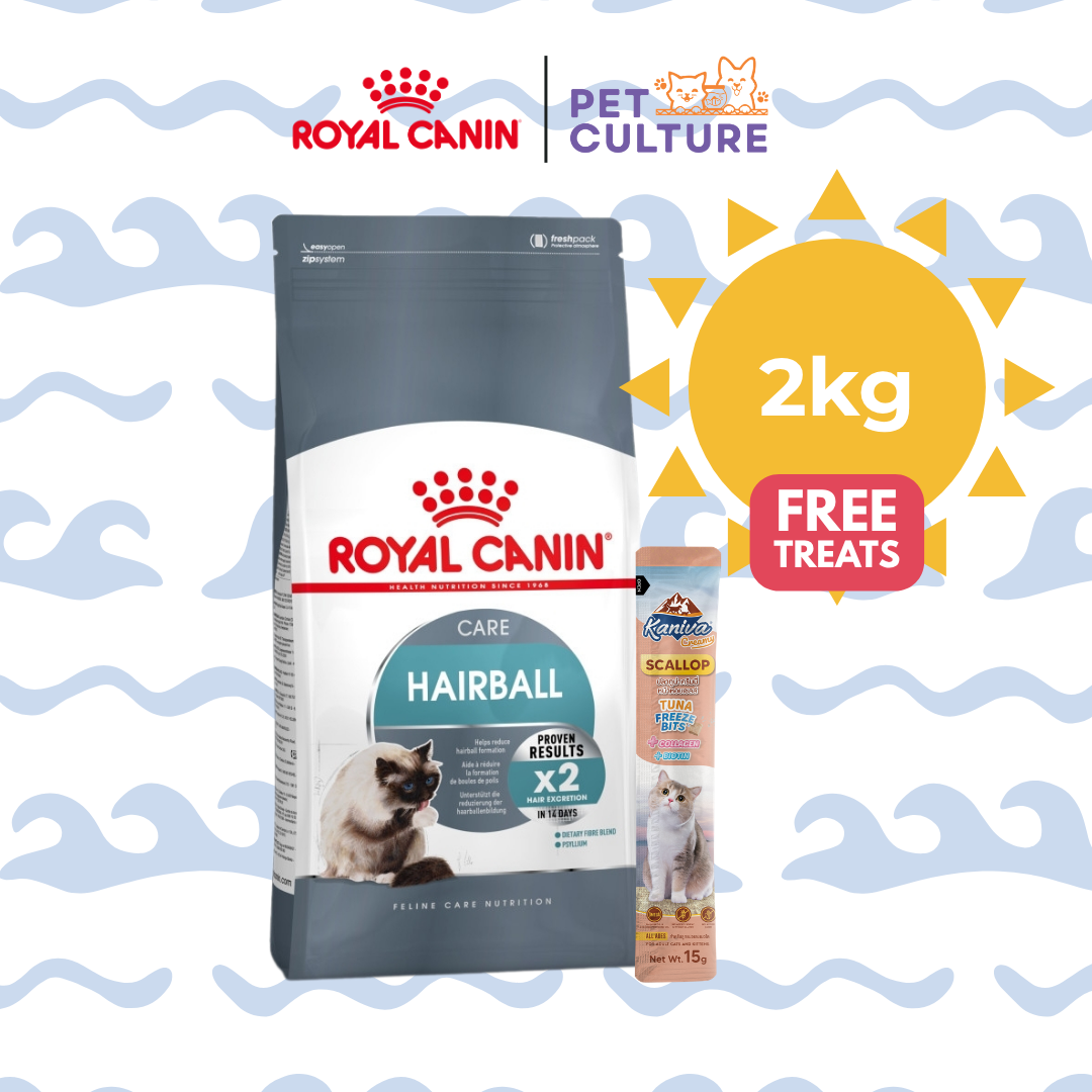 Royal Canin Hairball Care 2kg w/ KANIVA Creamy Tuna Topping Scallop + Tuna Freeze Bit 15g