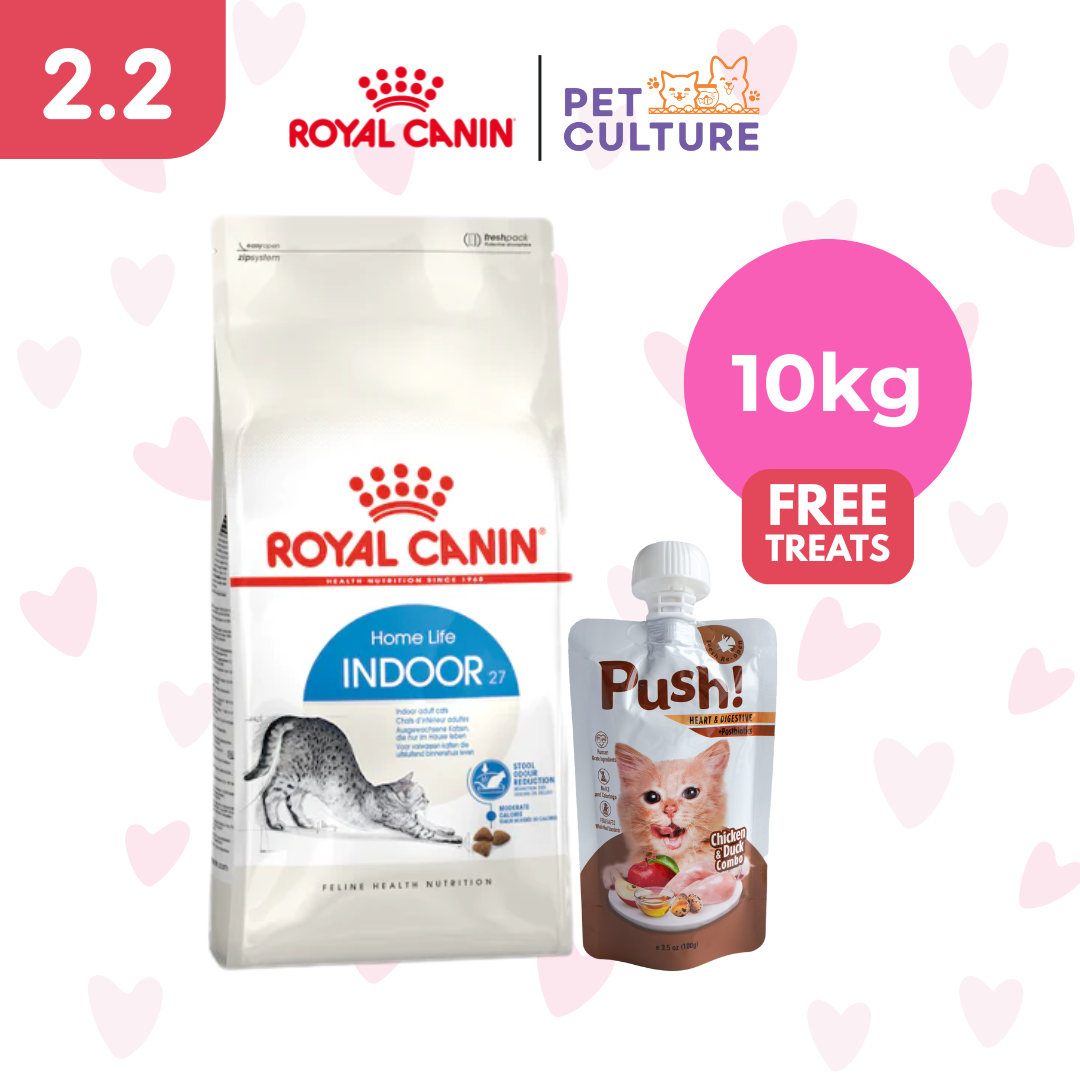 Royal Canin Indoor 27 10kg w/ Push! Cat Wet Food Chicken & Duck Combo (Heart & Digestive w/ Postbiotics) 100g