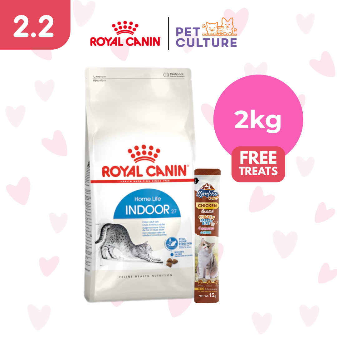 Royal Canin Indoor 27 2kg w/ KANIVA Creamy Tuna Topping Chicken + Chicken Freeze Bit 15g