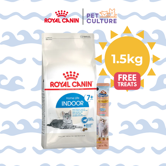 Royal Canin Indoor 7+ 1.5kg w/ KANIVA Creamy Tuna Topping Scallop + Tuna Freeze Bit 15g