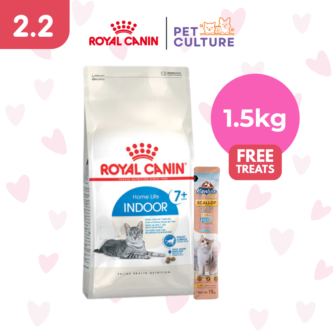 Royal Canin Indoor 7+ 1.5kg w/ KANIVA Creamy Tuna Topping Scallop + Tuna Freeze Bit 15g