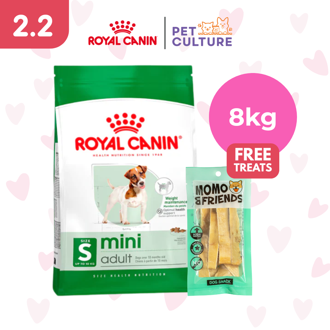 Royal Canin Mini Adult 8kg w/ Momo & Friends Dog Chew Treats Cow Ear Cone 20g
