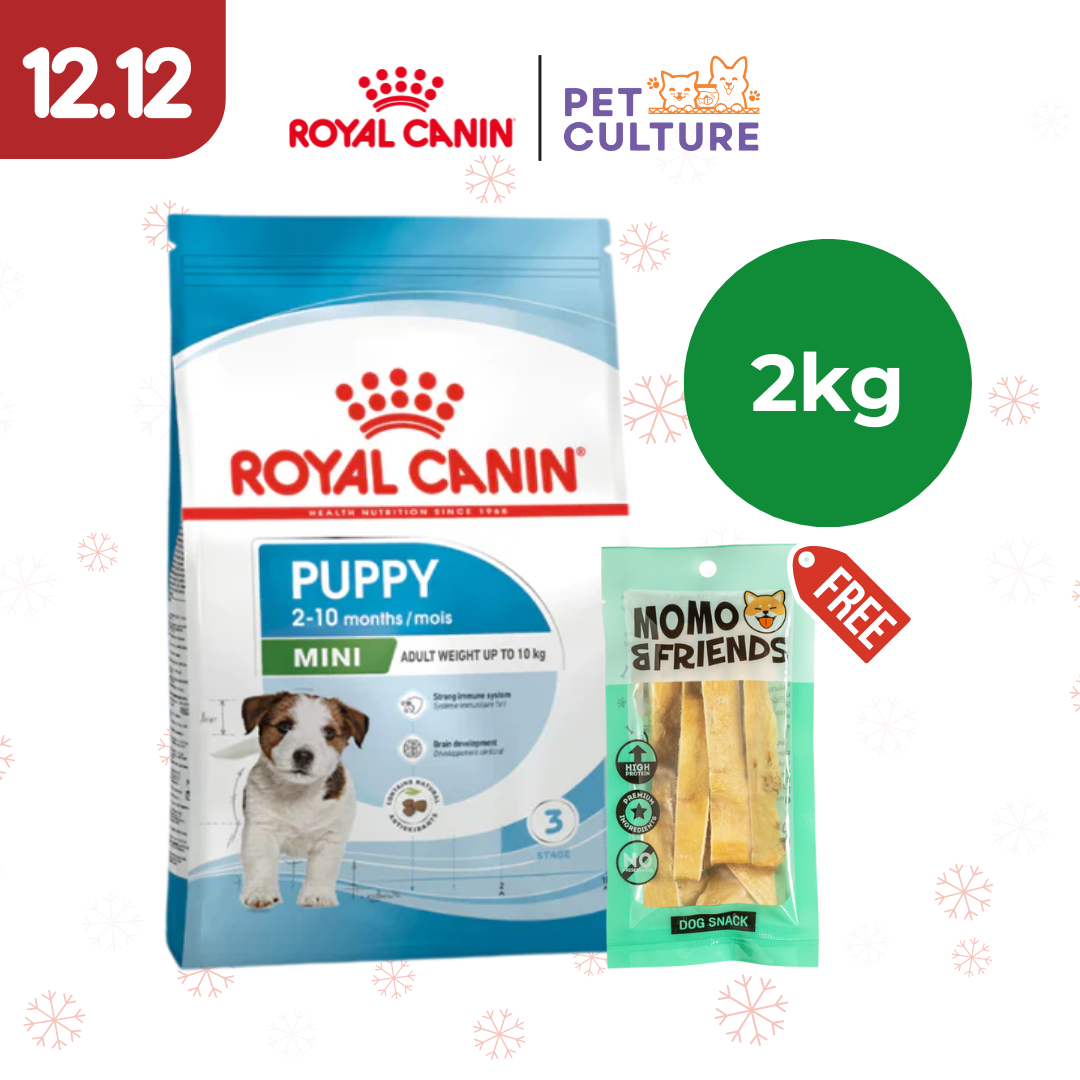 Royal Canin Mini Puppy 2kg w/ Momo & Friends Dog Chew Treats Cow Ear Cone 20g