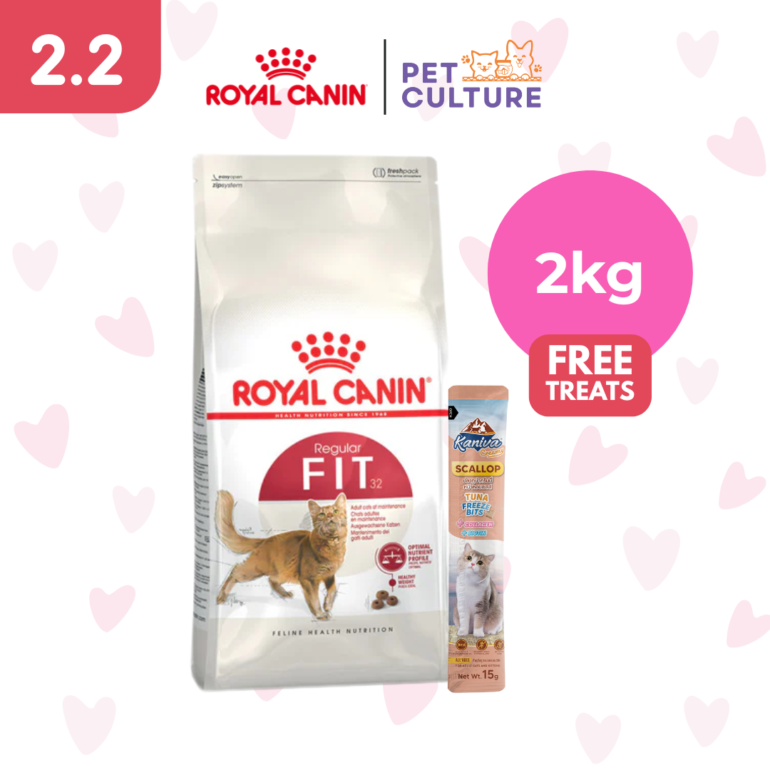 Royal Canin Regular Fit 32 2kg w/ KANIVA Creamy Tuna Topping Scallop + Tuna Freeze Bit 15g