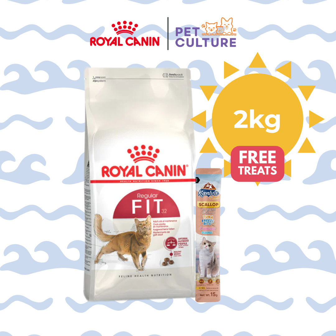 Royal Canin Regular Fit 32 2kg w/ KANIVA Creamy Tuna Topping Scallop + Tuna Freeze Bit 15g