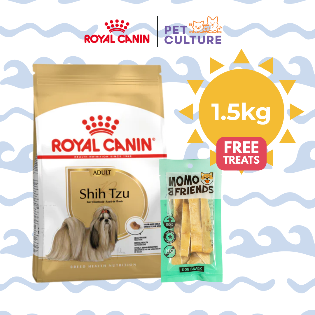 Royal Canin Shih Tzu Adult 1.5kg w/ Momo & Friends Dog Chew Treats Cow Ear Cone 20g