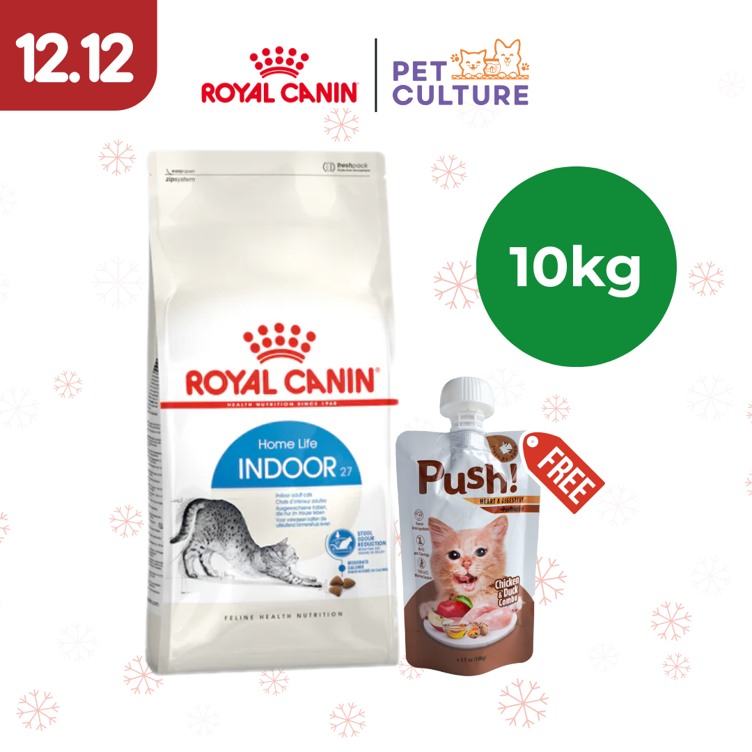 Royal Canin Indoor 27 10kg w/ Push! Cat Wet Food Chicken & Duck Combo (Heart & Digestive w/ Postbiotics) 100g