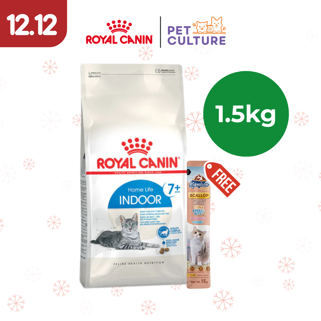 Royal Canin Indoor 7+ 1.5kg w/ KANIVA Creamy Tuna Topping Scallop + Tuna Freeze Bit 15g