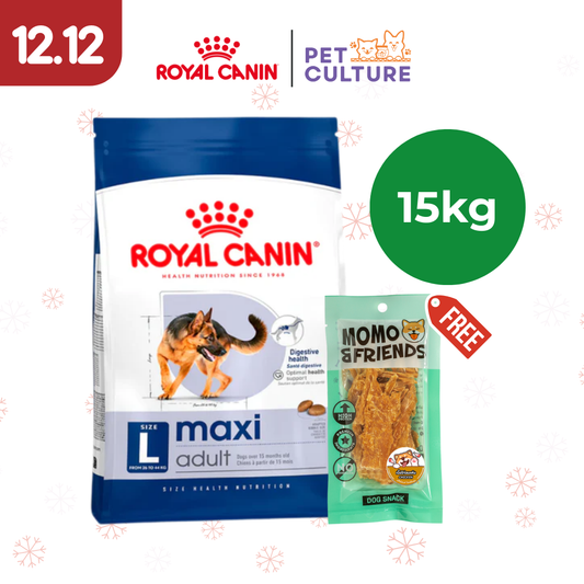 Royal Canin Maxi Adult 15kg w/ Momo & Friends Dog Chew Treats Dried Meat Chicken 55g