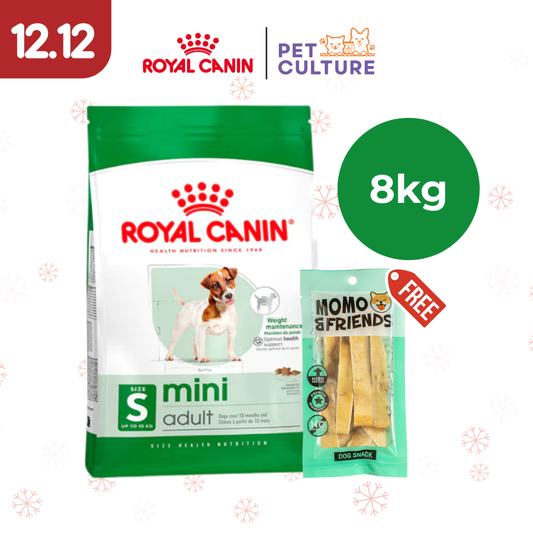 Royal Canin Mini Adult 8kg w/ Momo & Friends Dog Chew Treats Cow Ear Cone 20g