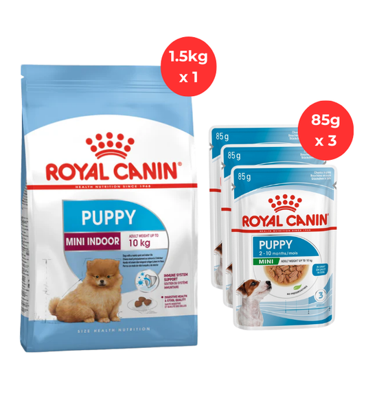 Royal Canin Mini Indoor Puppy 1.5kg + 3pcs 85g Wet Food