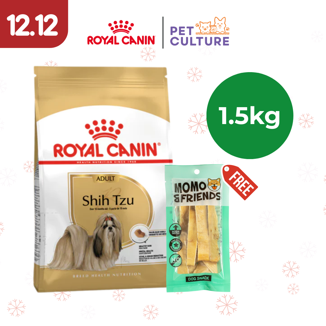 Royal Canin Shih Tzu Adult 1.5kg w/ Momo & Friends Dog Chew Treats Cow Ear Cone 20g