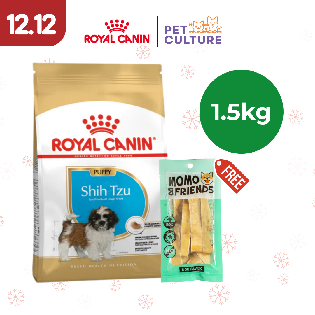 Royal Canin Shih Tzu Puppy 1.5kg w/ Momo & Friends Dog Chew Treats Cow Ear Cone 20g
