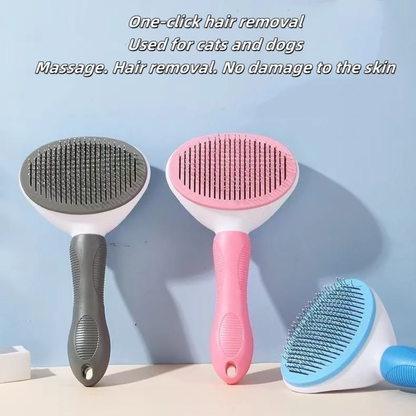 Self-Cleaning Pet Slicker Brush (One-Click Fur Removal) Pink