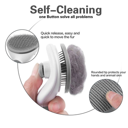 Self-Cleaning Pet Slicker Brush (One-Click Fur Removal) Pink