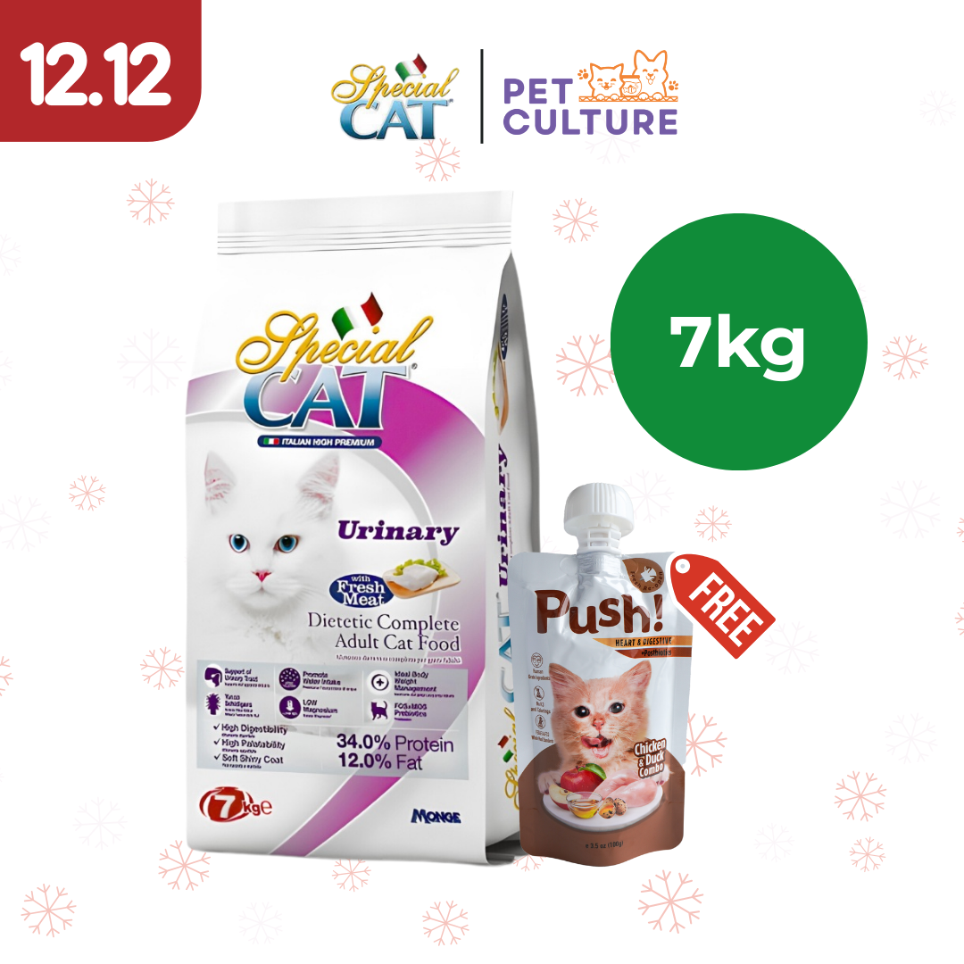 Special Cat Urinary 7kg w/ Push! Cat Wet Food Chicken & Duck Combo (Heart & Digestive w/ Postbiotics) 100g