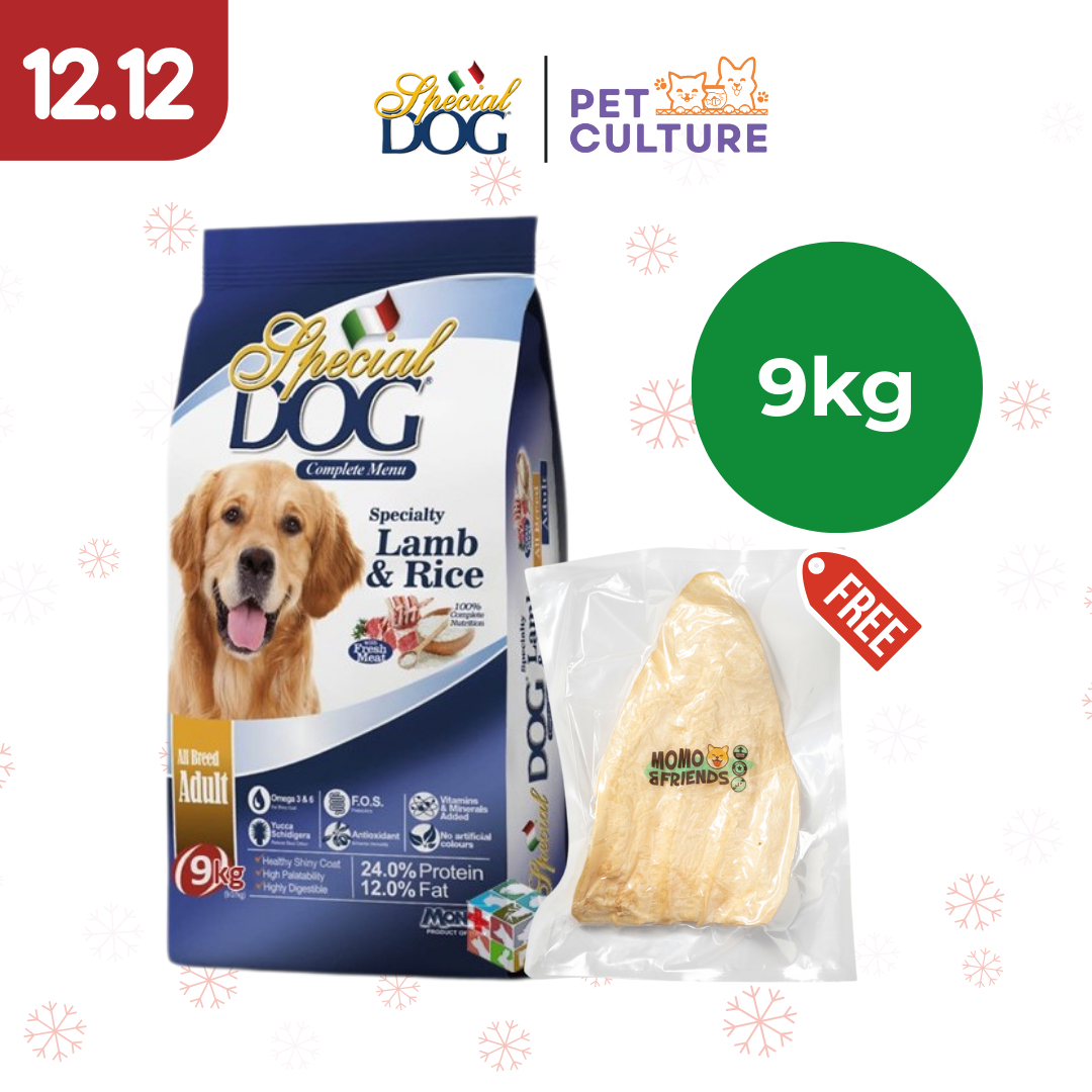 Special Dog Adult 9kg w/ Momo & Friends Dog Chew Treats Cow Ear 35g