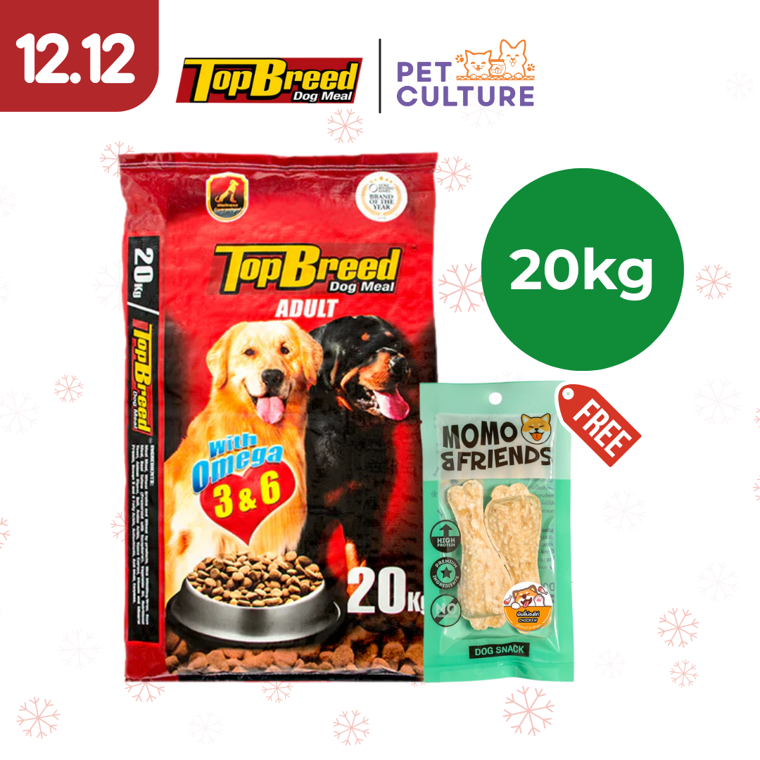 Topbreed Adult 20kg w/ Momo & Friends Dog Chew Treats Munchy Chicken Drum 65g