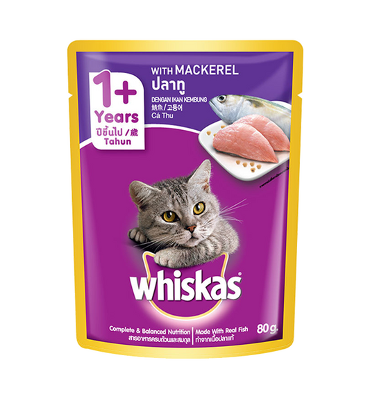Whiskas Pouch Adult Mackerel Wet Food 80g