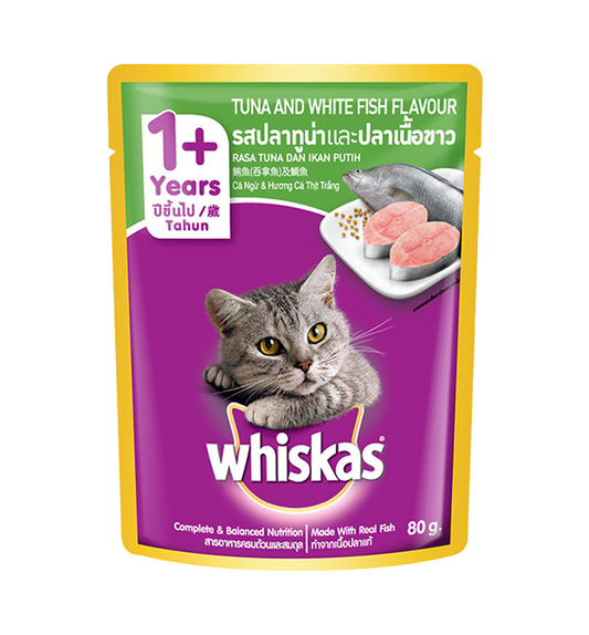 Whiskas Pouch Adult Tuna & Whitefish Wet Food 80g