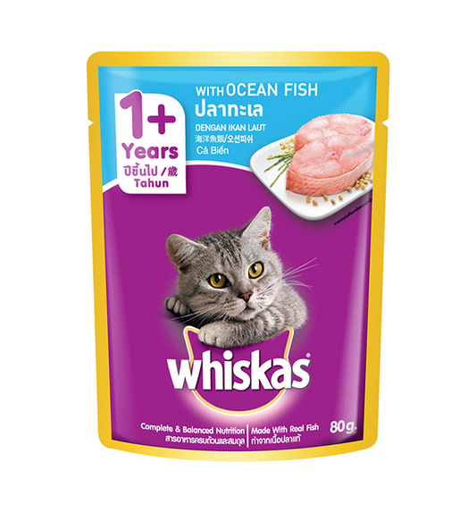 Whiskas Pouch Adult Ocean Fish Wet Food 80g