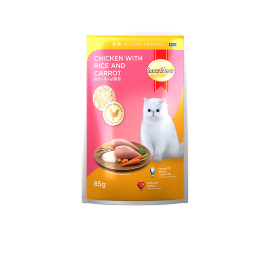 SmartHeart Adult Cat Chicken w/ Rice & Carrot Wet Food 85g