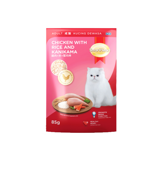 SmartHeart Adult Cat Chicken w/ Rice & Kanikama Wet Food 85g